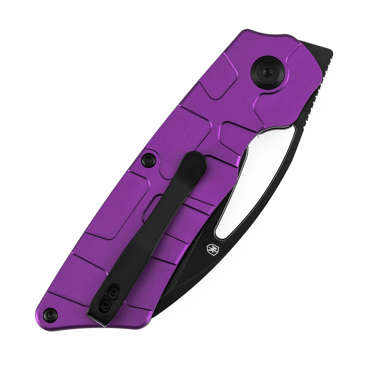 Tenable Goblin L Folding Knife | 3.08" Blackwash 14C28N Blade | Purple Anodized Aluminum with Amphibian-inspired Geometric Texture Handle | Marshall Noble Design | B3016A3 - Image 7