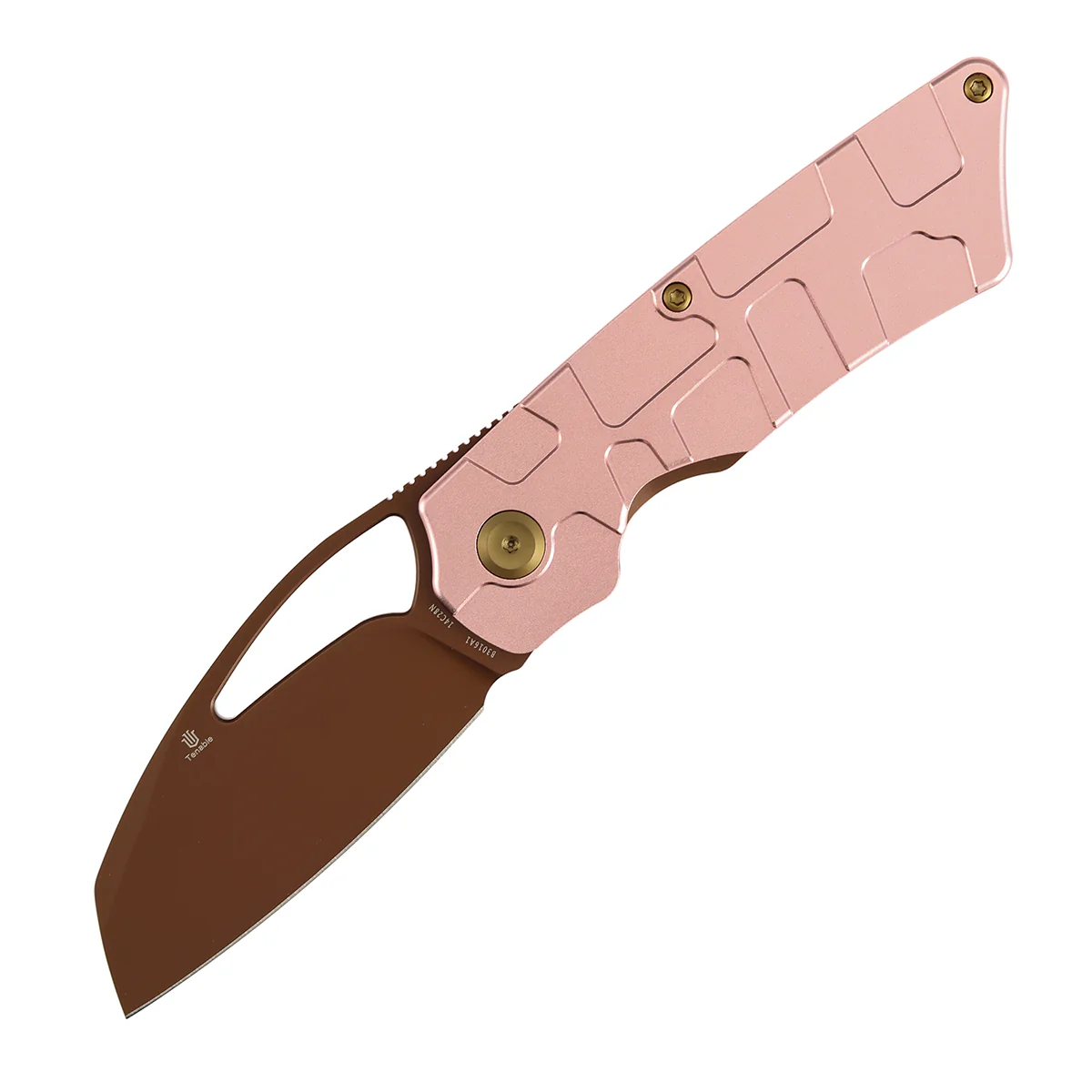 Tenable Goblin L Folding Knife | 3.08" Rose Gold 14C28N Blade | Rose Gold Aluminum with Amphibian-inspired Geometric Texture Handle | Marshall Noble Design | B3016A1 - Image 2
