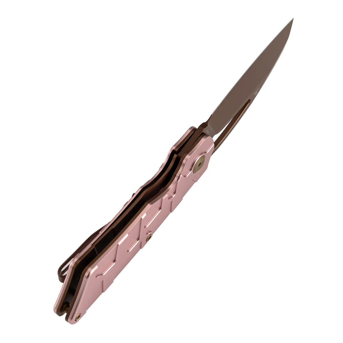 Tenable Goblin L Folding Knife | 3.08" Rose Gold 14C28N Blade | Rose Gold Aluminum with Amphibian-inspired Geometric Texture Handle | Marshall Noble Design | B3016A1 - Image 4