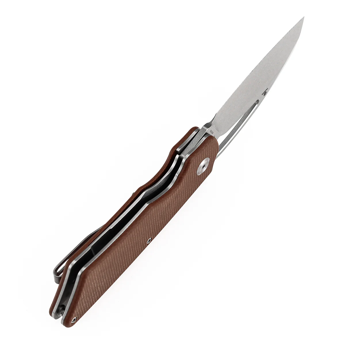 Tenable Goblin L Folding Knife | 3.08'' Stonewashed 14C28N Blade | Brown Micarta Handle | Marshall Noble Design | B3016A4 - Image 4