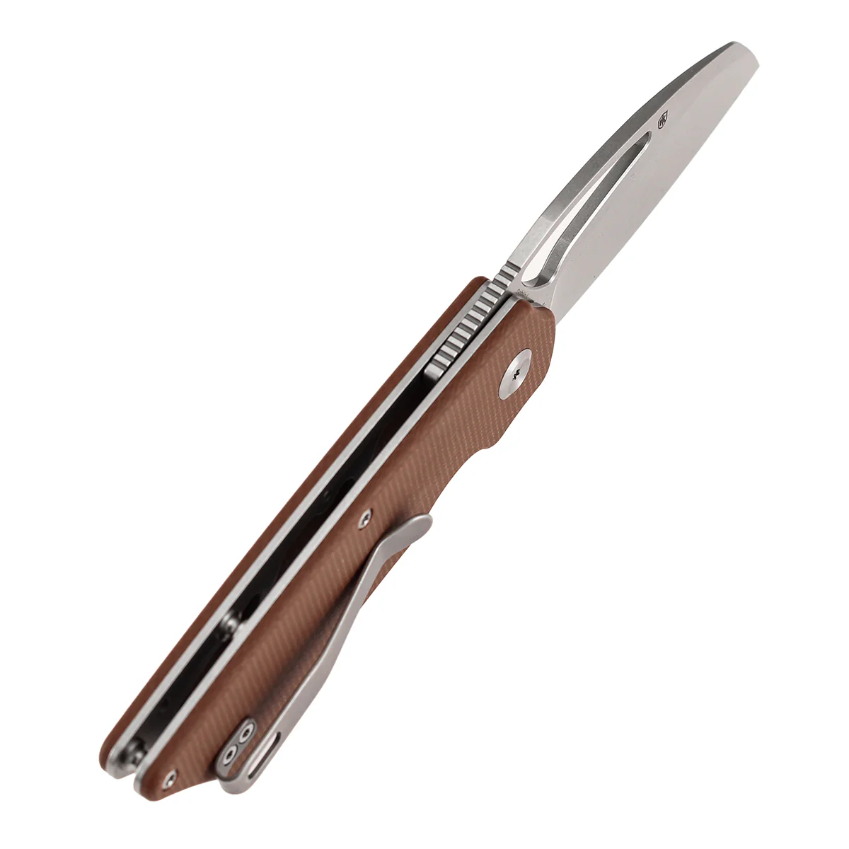 Tenable Goblin L Folding Knife | 3.08'' Stonewashed 14C28N Blade | Brown Micarta Handle | Marshall Noble Design | B3016A4 - Image 5