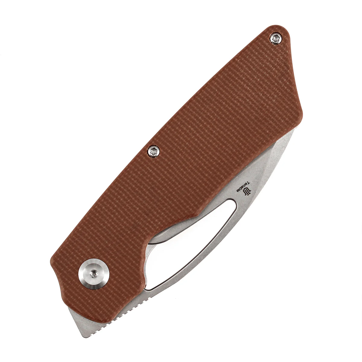 Tenable Goblin L Folding Knife | 3.08'' Stonewashed 14C28N Blade | Brown Micarta Handle | Marshall Noble Design | B3016A4 - Image 7