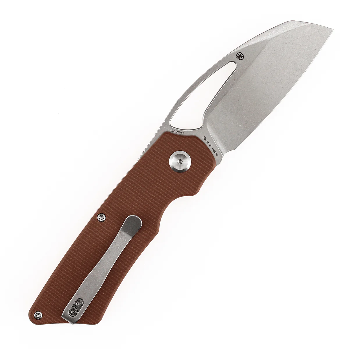 Tenable Goblin L Folding Knife | 3.08'' Stonewashed 14C28N Blade | Brown Micarta Handle | Marshall Noble Design | B3016A4 - Image 9