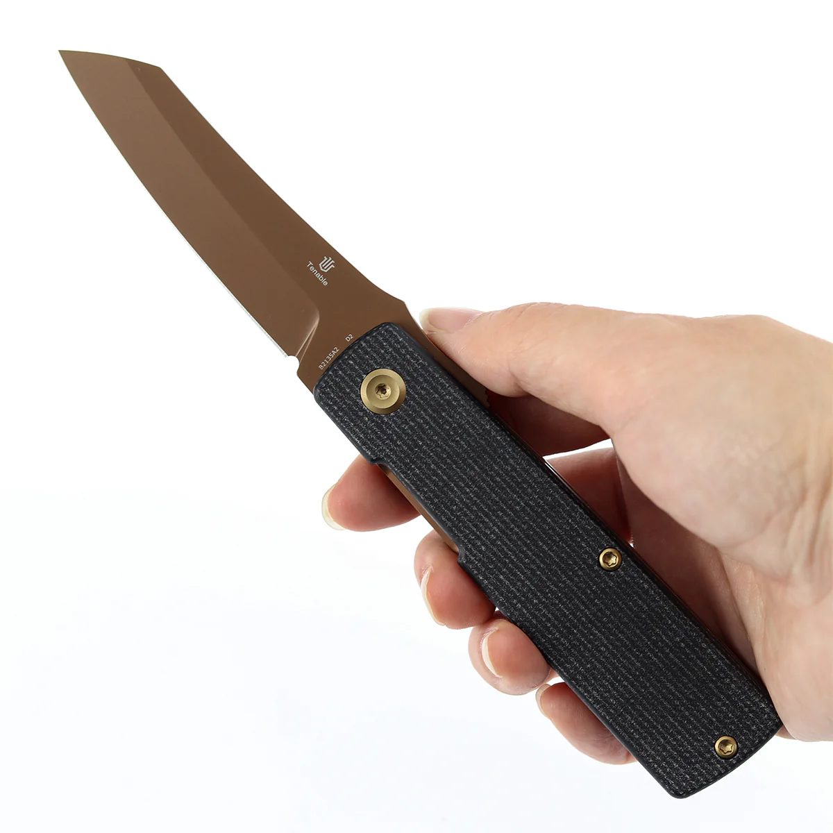 Tenable Higonokami Folding Knife | 3.02'' Rose Gold Coated D2 Blade | Black Micarta Handle | Goran mihajlovic Design | B2135A2 - Image 9