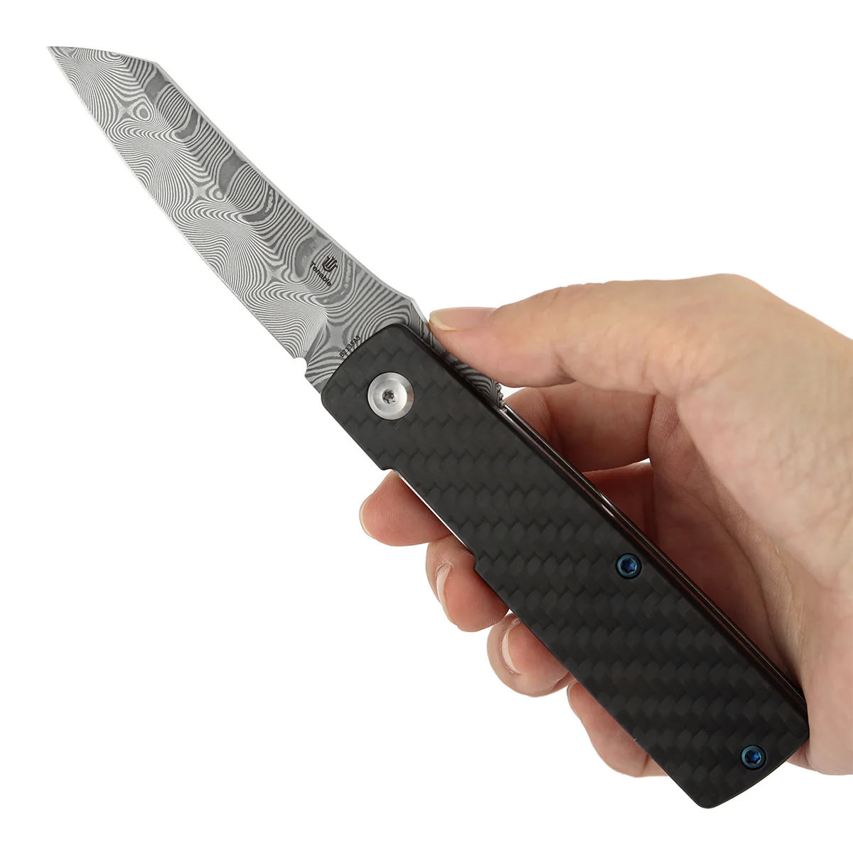 Tenable Higonokami Folding Knife | 3.02'' Water Ripple Damascus Blade | Twill Cabrbon Fiber Handle | Goran mihajlovic Design | B2135A3 - Image 10