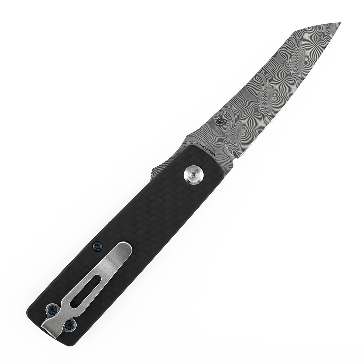 Tenable Higonokami Folding Knife | 3.02'' Water Ripple Damascus Blade | Twill Cabrbon Fiber Handle | Goran mihajlovic Design | B2135A3 - Image 4