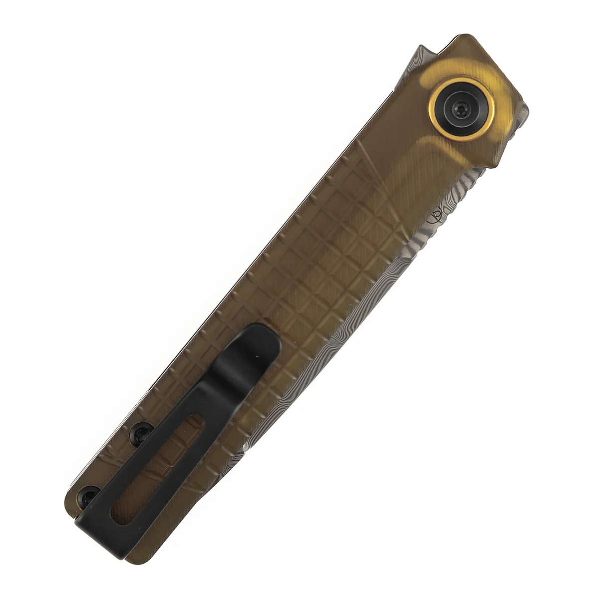 Tenable Kitpu Folding Knife | 2.9'' Water Ripple Damascus Blade | Amber PEI/Ultem with Frag Pattern Handle | Jonathan Styles Design - B2123A5 - Image 9
