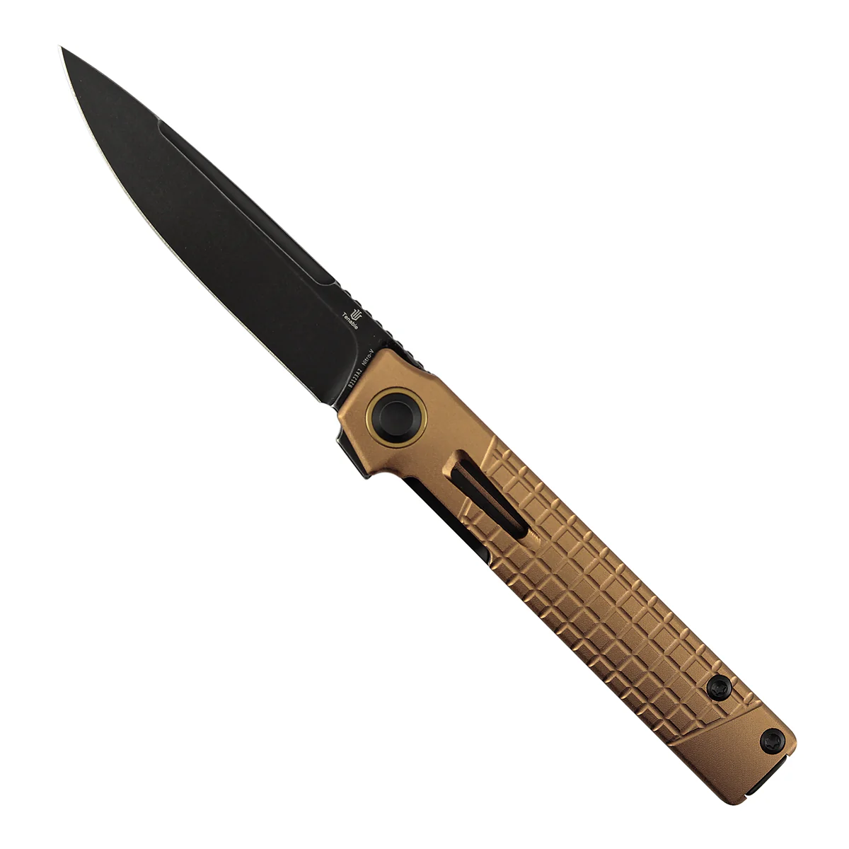 Tenable Kitpu Folding Knife | 2.9'' Blackwash Nitro-V Blade | Bronze Aluminum with Frag Pattern Handle | Jonathan Styles Design - B2123A2 - Image 3