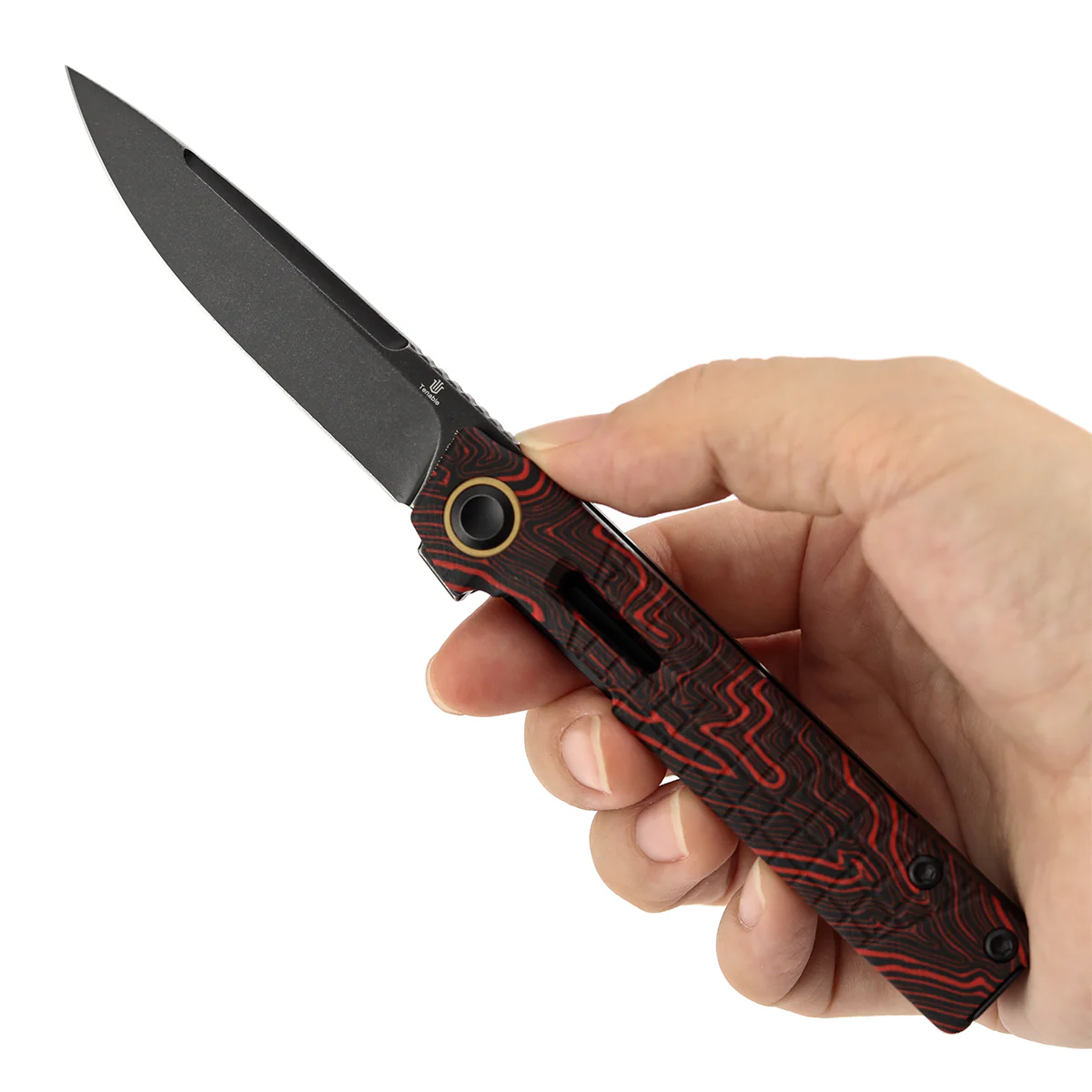 Tenable Kitpu Folding Knife | 2.9'' Blackwash Nitro-V Blade | Black & Red G-Mascus Handle | Jonathan Styles Design - B2123A4 - Image 10