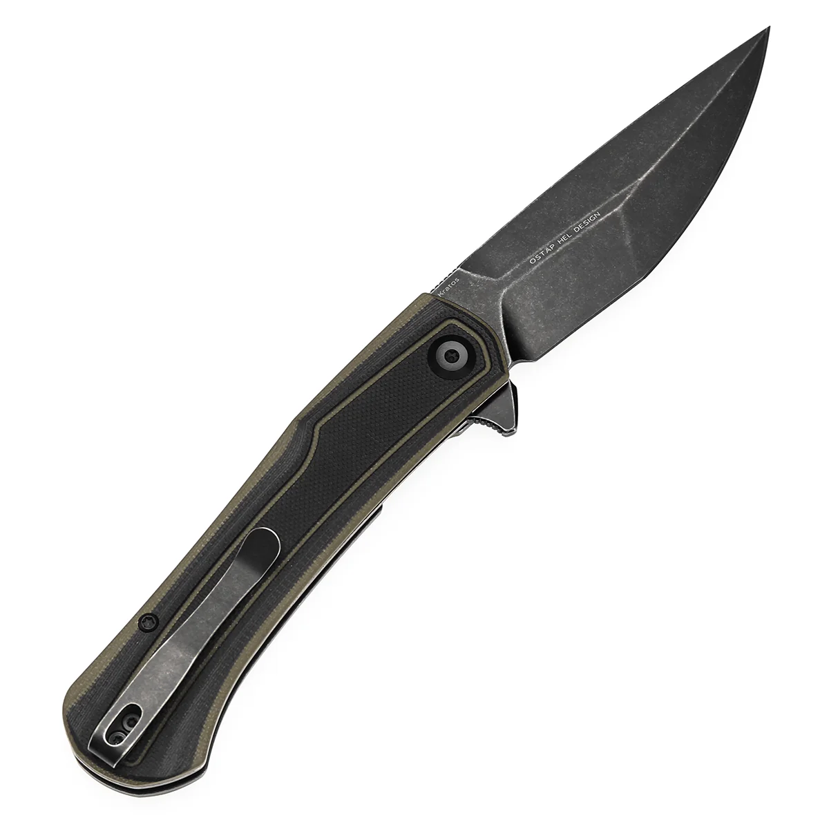 Tenable Kratos Folding Knife Black and Green G10 Handle(3.79" Blackwash Nitro-V Blade) Ostap Hel Design-T1024A4 - Image 8