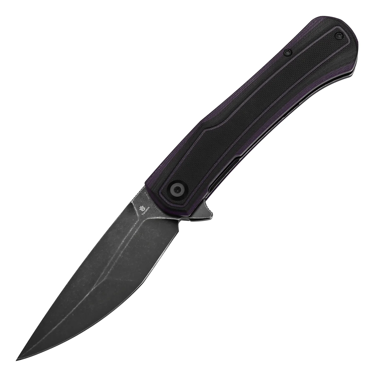 Tenable Kratos Folding Knife Black and Purple G10 Handle(3.79" Blackwash Nitro-V Blade) Ostap Hel Design-T1024A3 - Image 2