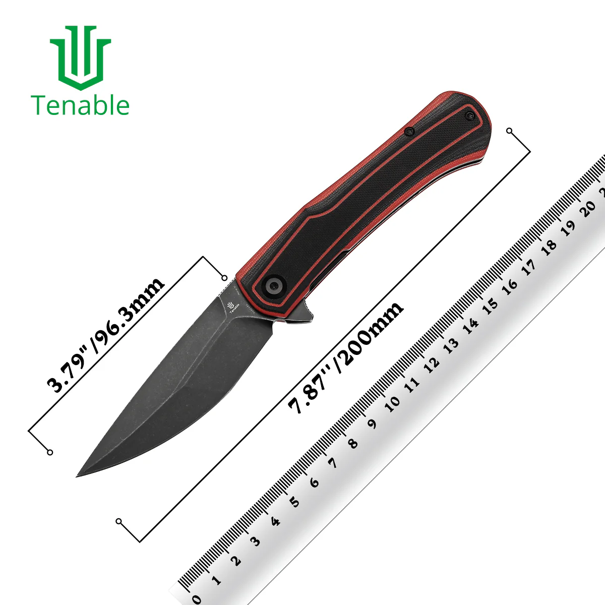Tenable Kratos Folding Knife Black and Red G10 Handle(3.79" Blackwash Nitro-V Blade) Ostap Hel Design-T1024A1 - Image 10