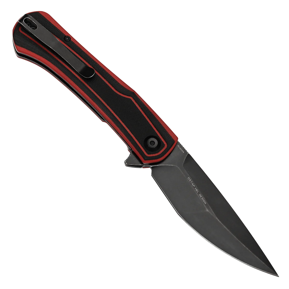 Tenable Kratos Folding Knife Black and Red G10 Handle(3.79" Blackwash Nitro-V Blade) Ostap Hel Design-T1024A1 - Image 3