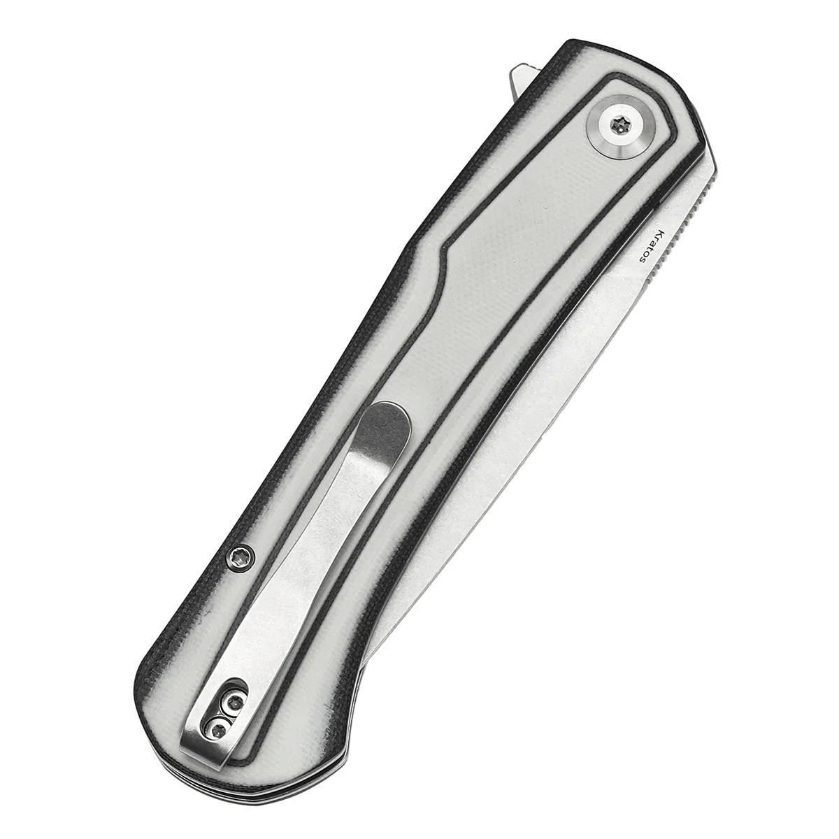 Tenable Kratos Folding Knife Black and White G10 Handle(3.79" Stonewashed Nitro-V Blade) Ostap Hel Design-T1024A5 - Image 7