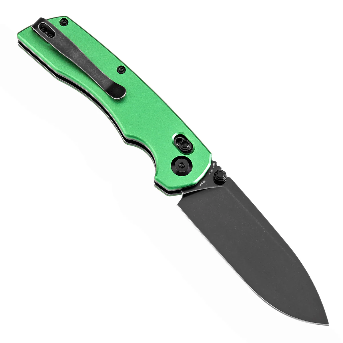 Tenable Kryo Cross Bar Lock Green Anodized Aluminum Handle (3.58‘’ Blackwash 14C28N Blade) Kim Ning Design-T1001V1 - Image 3