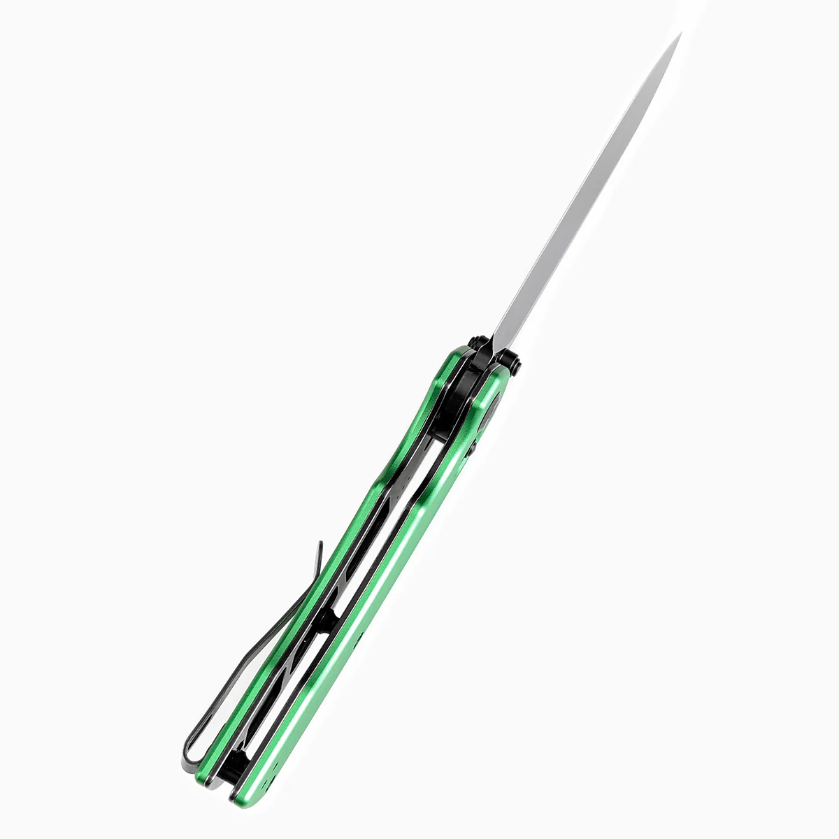 Tenable Kryo Cross Bar Lock Green Anodized Aluminum Handle (3.58‘’ Blackwash 14C28N Blade) Kim Ning Design-T1001V1 - Image 4