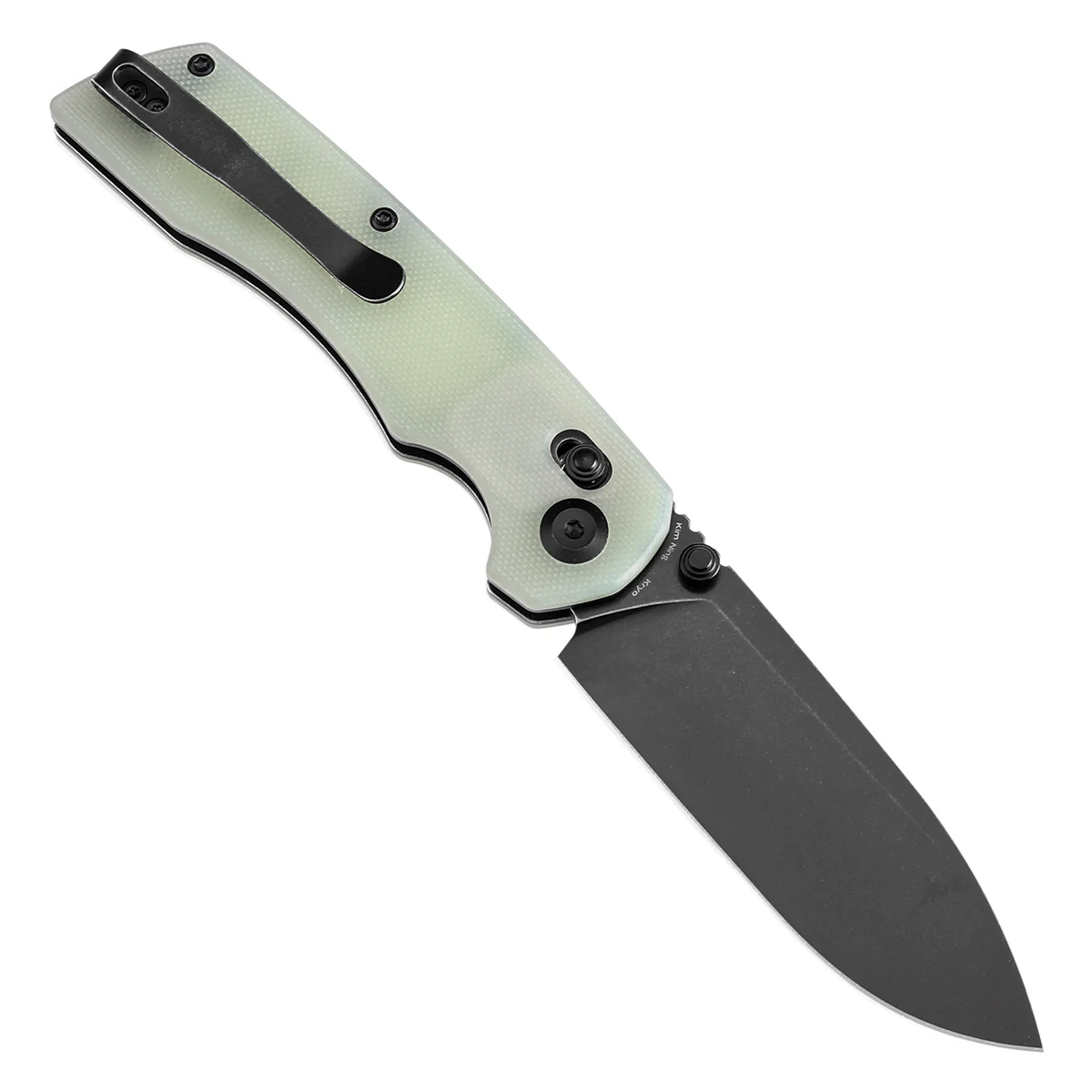 Tenable Kryo Cross Bar Lock Jade G10 Handle (3.58‘’ Blackwash 14C28N Blade) Kim Ning Design-T1001V4 - Image 3