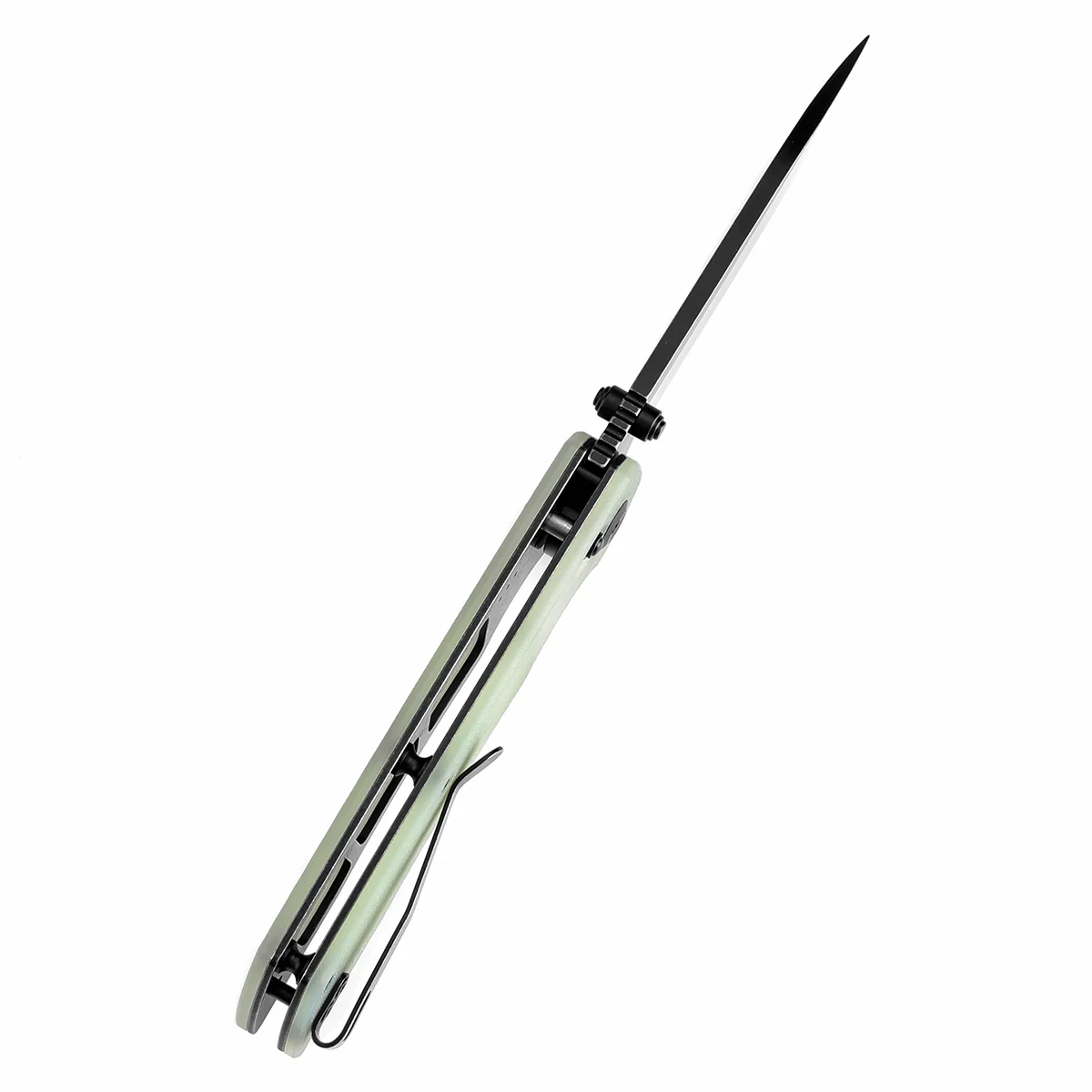 Tenable Kryo Cross Bar Lock Jade G10 Handle (3.58‘’ Blackwash 14C28N Blade) Kim Ning Design-T1001V4 - Image 5