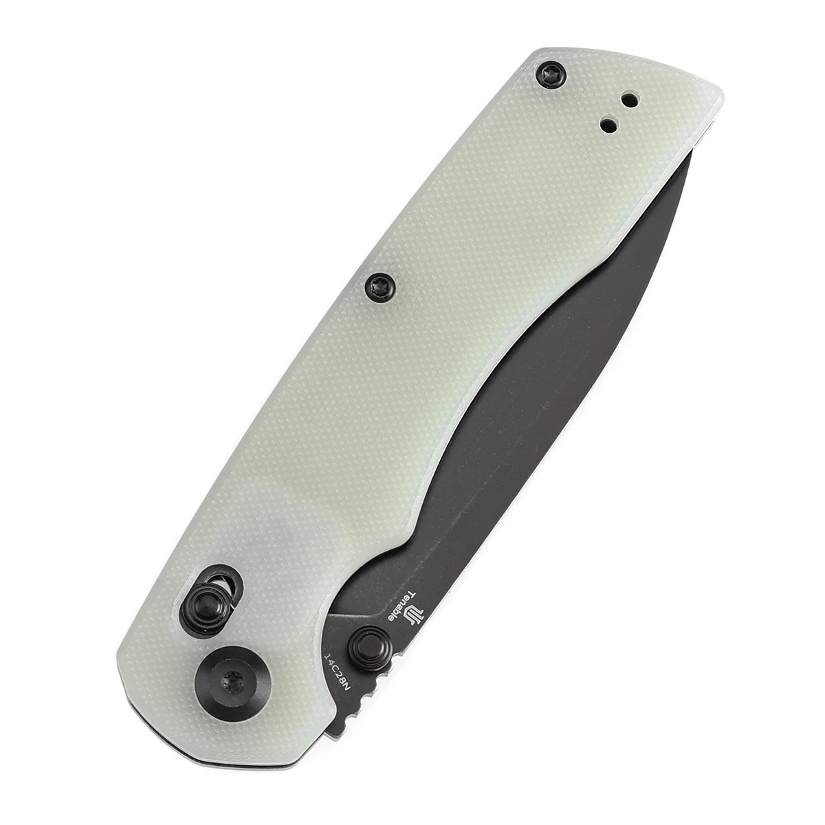 Tenable Kryo Cross Bar Lock Jade G10 Handle (3.58‘’ Blackwash 14C28N Blade) Kim Ning Design-T1001V4 - Image 6
