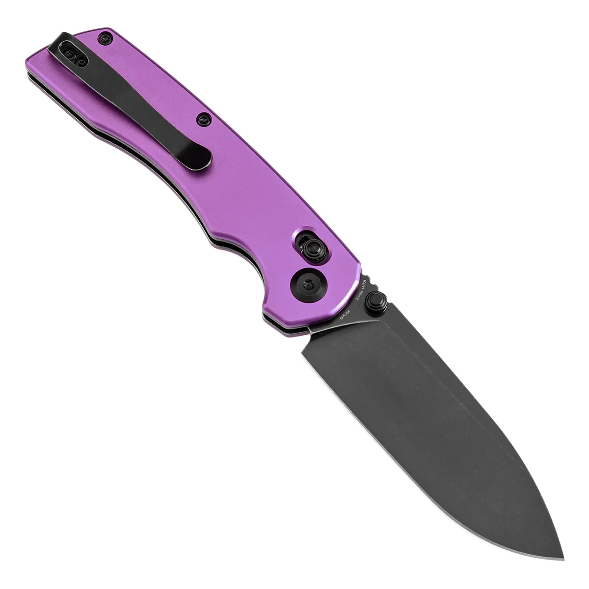 Tenable Kryo Cross Bar Lock Purple Anodized Aluminum Handle (3.58‘’ Blackwash 14C28N Blade) Kim Ning Design-T1001V2 - Image 3