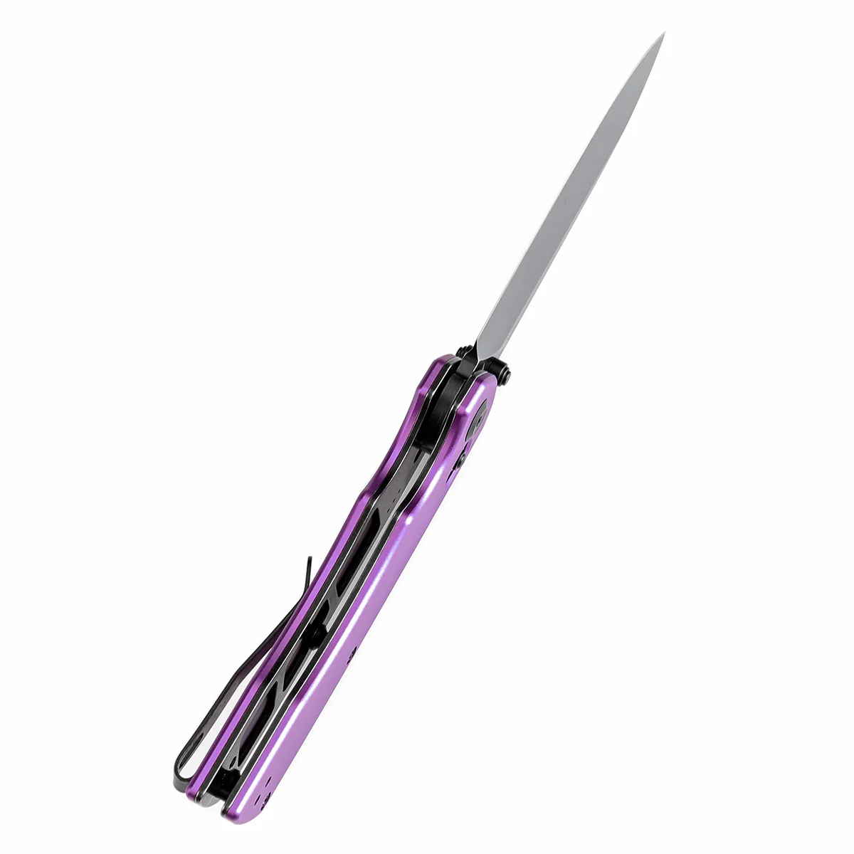 Tenable Kryo Cross Bar Lock Purple Anodized Aluminum Handle (3.58‘’ Blackwash 14C28N Blade) Kim Ning Design-T1001V2 - Image 4