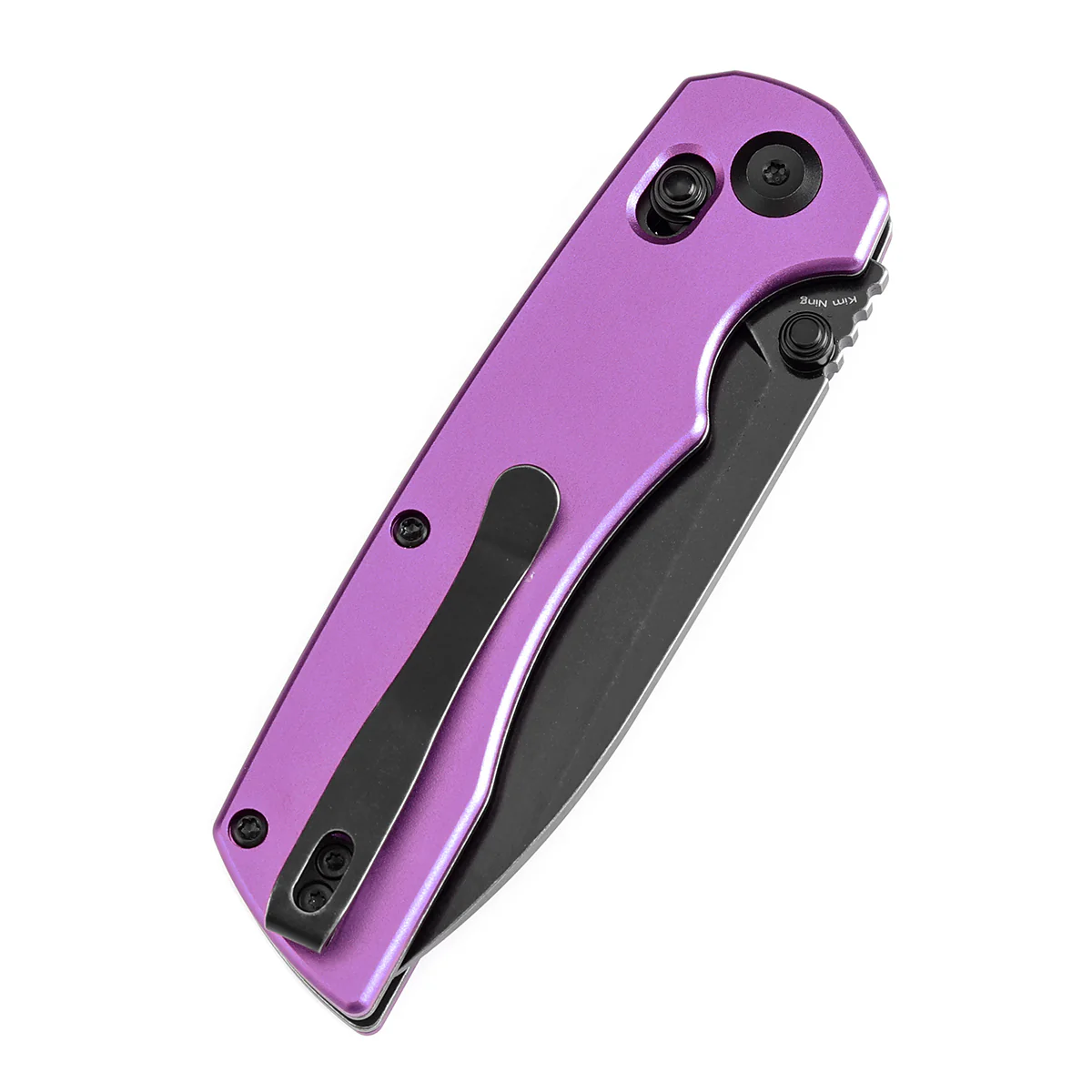 Tenable Kryo Cross Bar Lock Purple Anodized Aluminum Handle (3.58‘’ Blackwash 14C28N Blade) Kim Ning Design-T1001V2 - Image 7