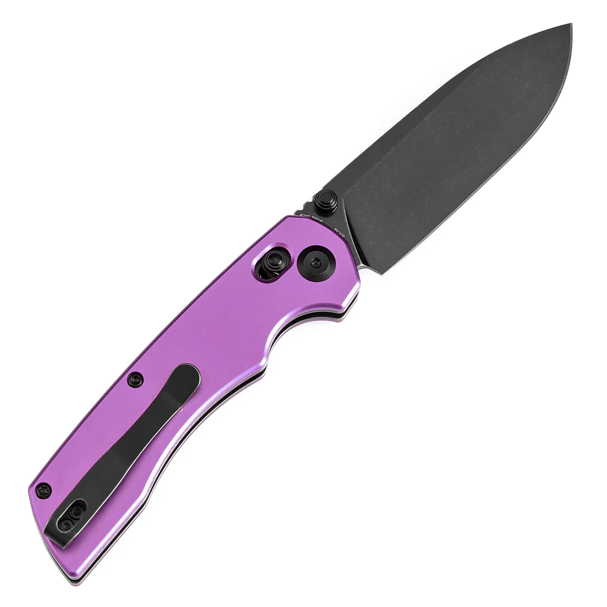 Tenable Kryo Cross Bar Lock Purple Anodized Aluminum Handle (3.58‘’ Blackwash 14C28N Blade) Kim Ning Design-T1001V2 - Image 8