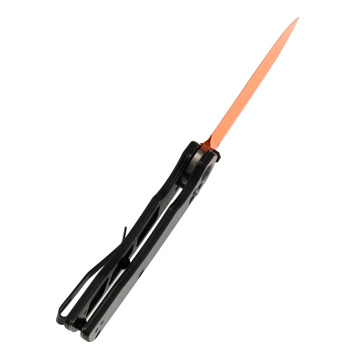 Tenable Kryo Cross Bar Lock |Twill Carbon Fiber+G10 Handle | 3.58‘’ Orange Coated 14C28N Blade | Kim Ning Design-T1001V12 - Image 4