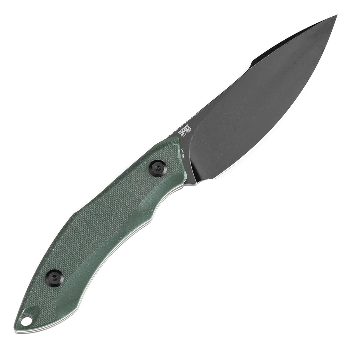 Tenable Luccio Fixed Blade Knife with Green G10 Handle (3.81" Blackwash 14C28N Blade) - Bolt Vision Design - G007A1 - Image 5