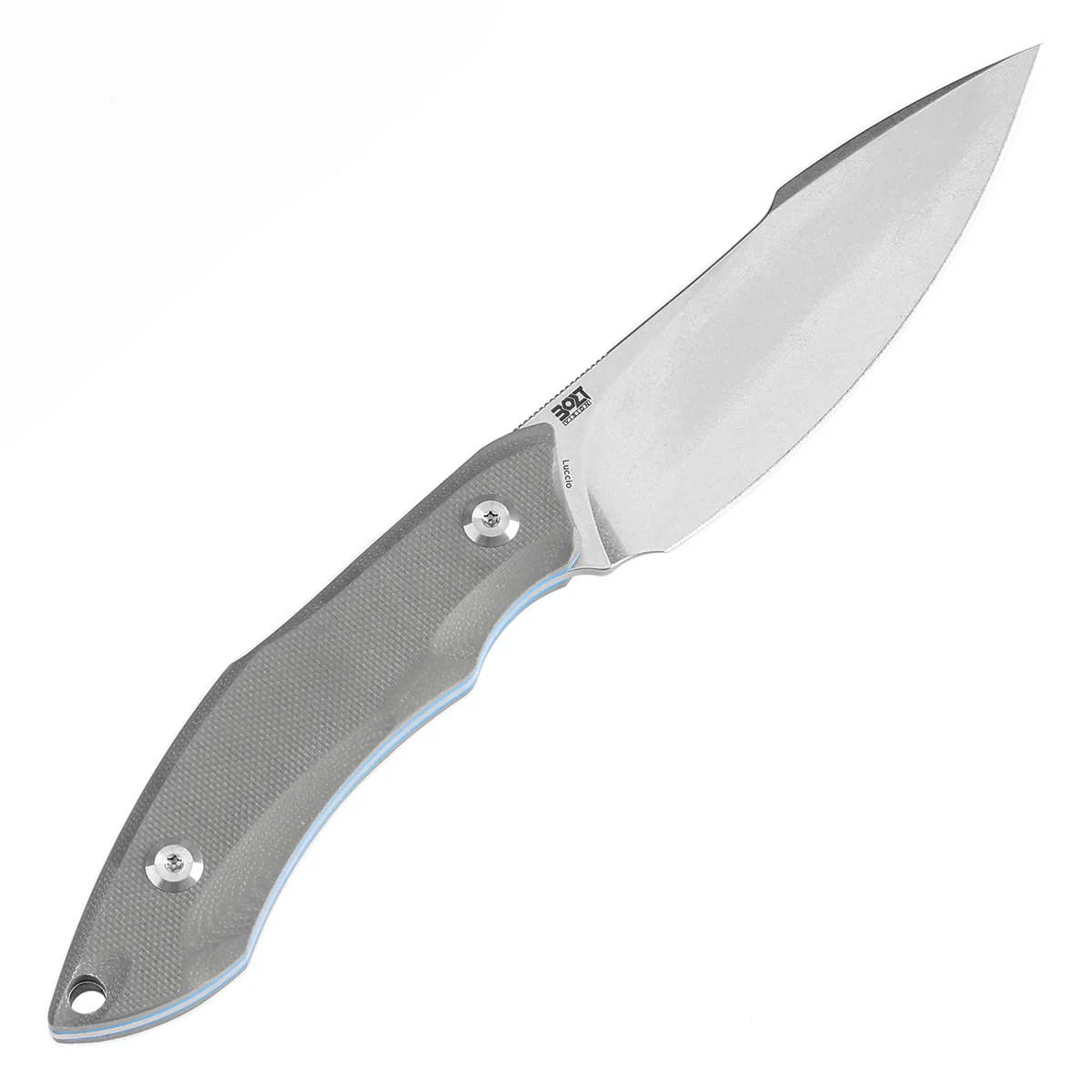 Tenable Luccio Fixed Blade Knife with Grey G10 Handle (3.81" Stonewashed 14C28N Blade) - Bolt Vision Design - G007A4 - Image 5