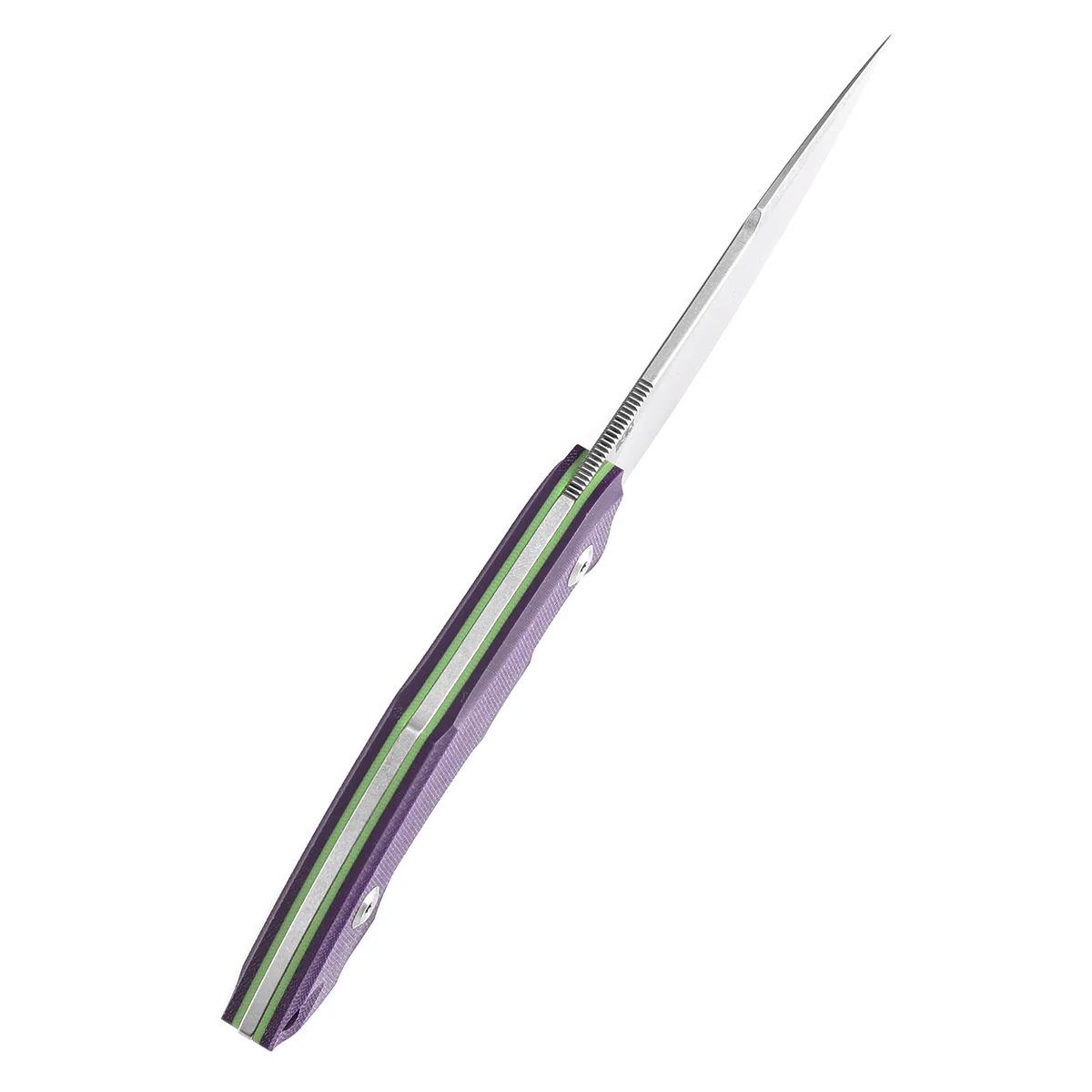 Tenable Luccio Fixed Blade Knife with Purple G10 Handle (3.81" Stonewashed 14C28N Blade) - Bolt Vision Design - G007A5 - Image 4