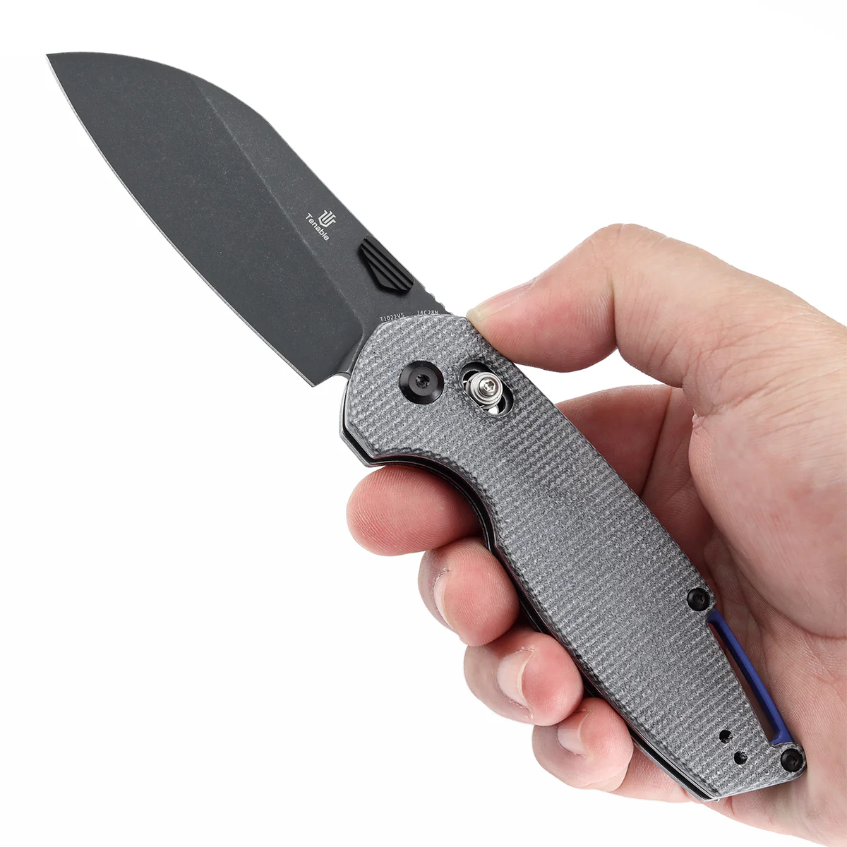 Tenable Model 6 Cross Bar Lock Black Micarta Handle (3.1" Blackwash 14C28N Blade) Nick Swan Design--T1022V5 - Image 9