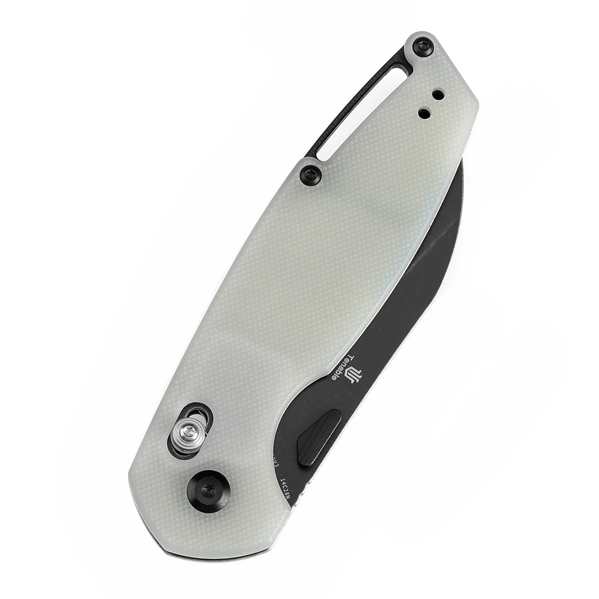 Tenable Model 6 Cross Bar Lock | Jade G10 Handle | 3.1" Blackwash 14C28N Blade | Nick Swan Design--T1022V3 - Image 6