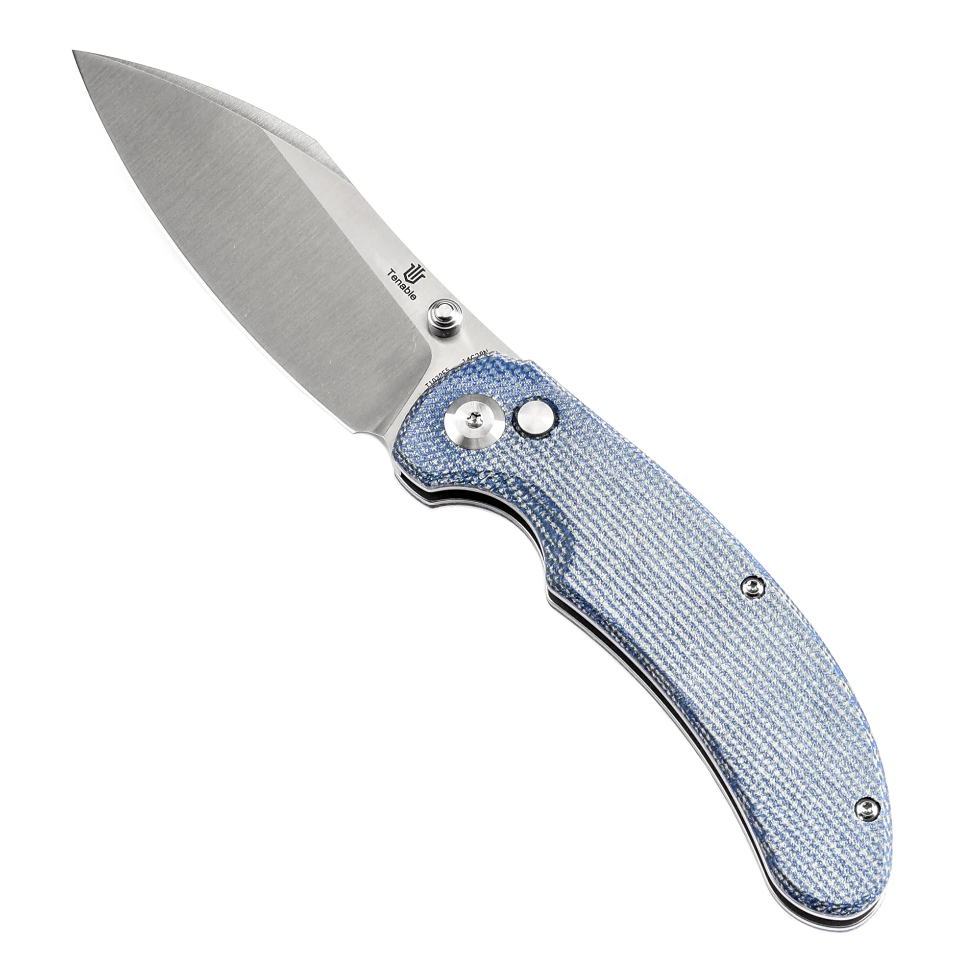 Tenable Nesstreet Folding Knife Blue Micarta Handle(3.58'' Satin 14C28N Blade)Karambit Maker Design-T1039F5 - Image 5