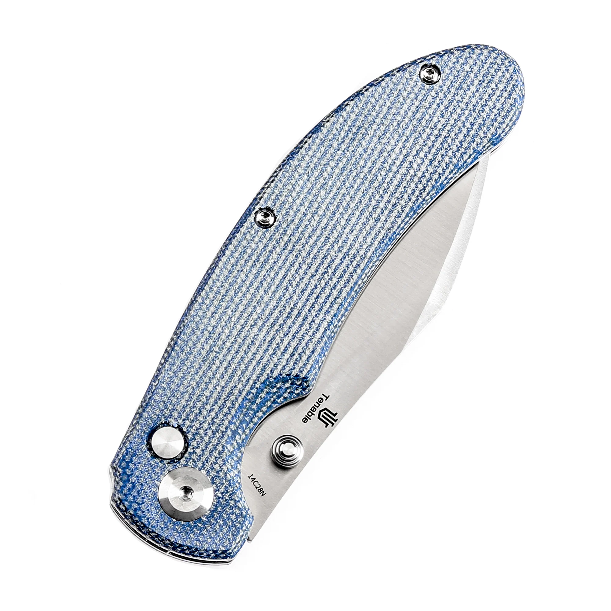 Tenable Nesstreet Folding Knife Blue Micarta Handle(3.58'' Satin 14C28N Blade)Karambit Maker Design-T1039F5 - Image 8