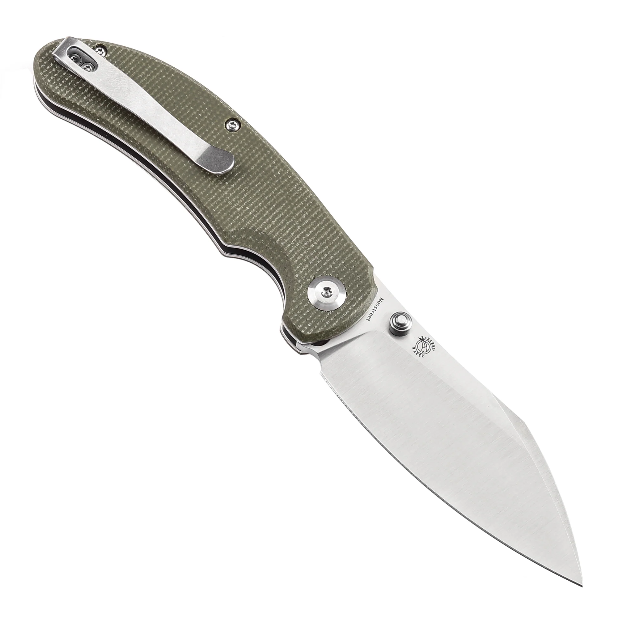 Tenable Nesstreet Folding Knife Green Micarta Handle(3.58'' Satin 14C28N Blade)Karambit Maker Design-T1039F4 - Image 3