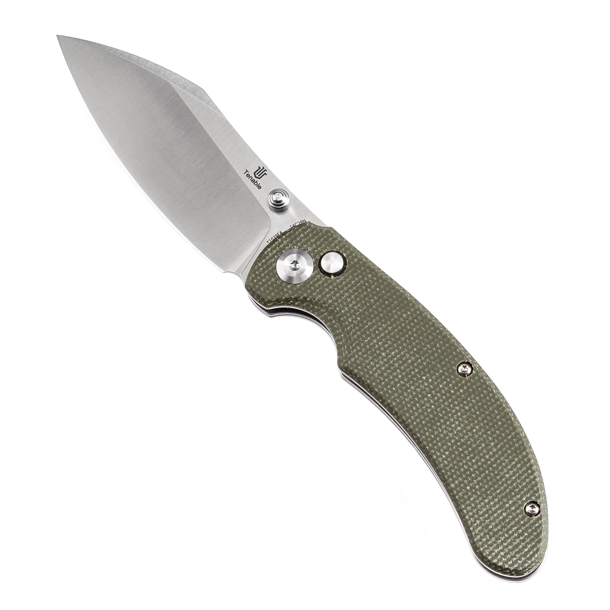 Tenable Nesstreet Folding Knife Green Micarta Handle(3.58'' Satin 14C28N Blade)Karambit Maker Design-T1039F4 - Image 5