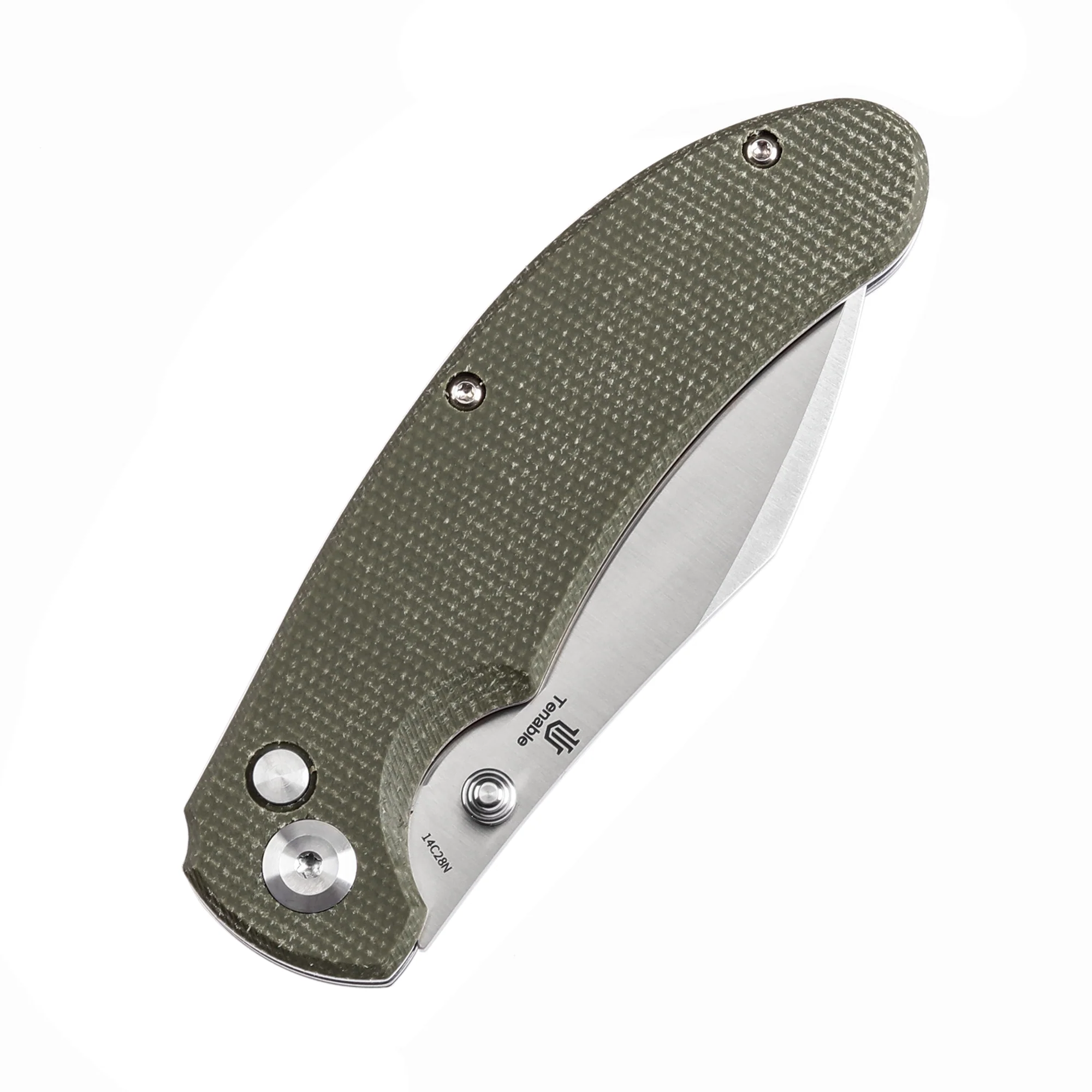Tenable Nesstreet Folding Knife Green Micarta Handle(3.58'' Satin 14C28N Blade)Karambit Maker Design-T1039F4 - Image 7