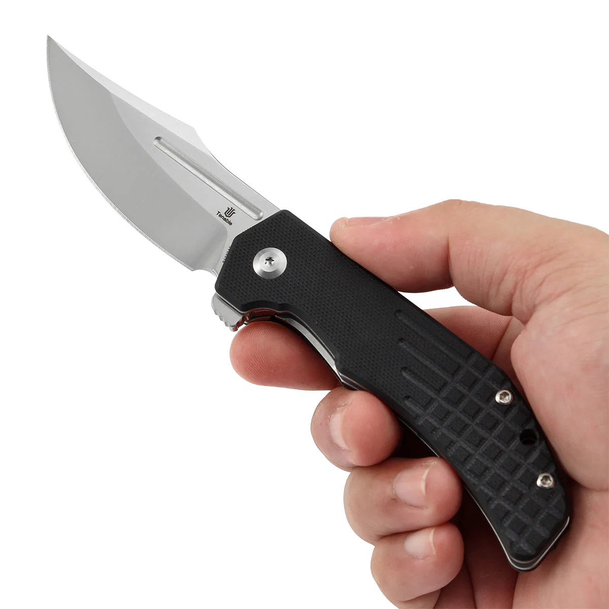 Tenable Orion Flipper Folding Knife | Black G10 with Frag Pattern | 3.07" Satin 14C28N | JB Stout Design | B1089A6 - Image 9