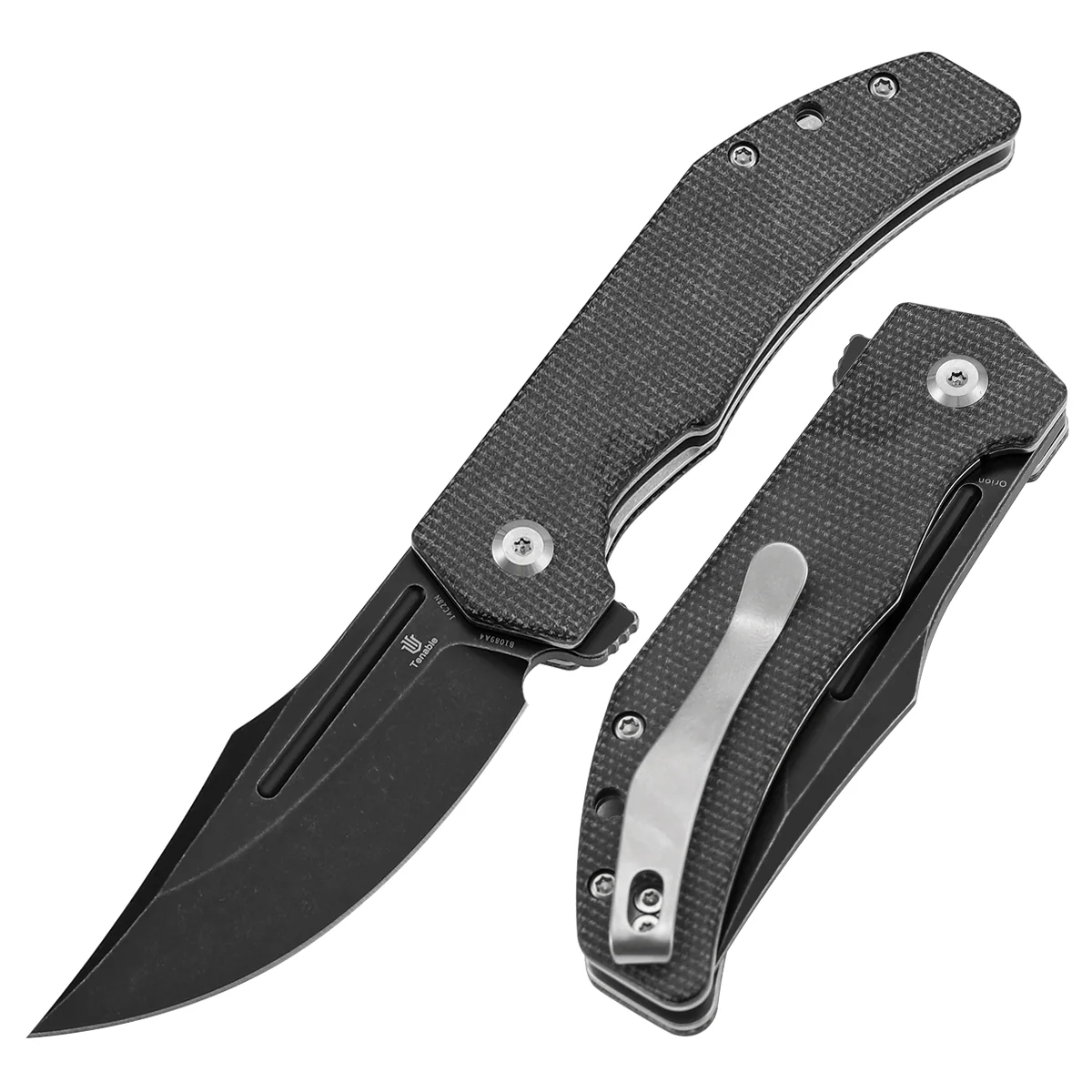 Tenable Orion Flipper Folding Knife | Black Micarta Handle | 3.07" Blackwashed 14C28N | JB Stout Design | B1089A4