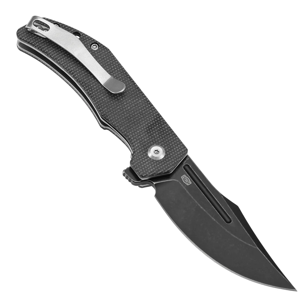 Tenable Orion Flipper Folding Knife | Black Micarta Handle | 3.07" Blackwashed 14C28N | JB Stout Design | B1089A4 - Image 3