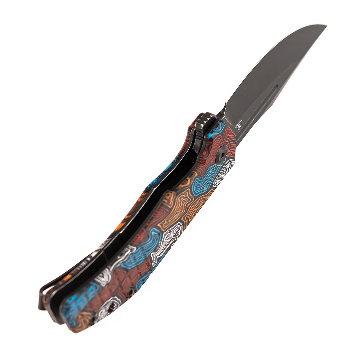 Tenable Orion Liner Lock | Multi-color Topo G-mascus Handle | Blackwashed 14C28N | JB Stout Design | B1089A7 - Image 5