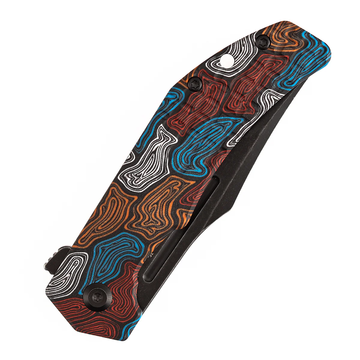Tenable Orion Liner Lock | Multi-color Topo G-mascus Handle | Blackwashed 14C28N | JB Stout Design | B1089A7 - Image 6