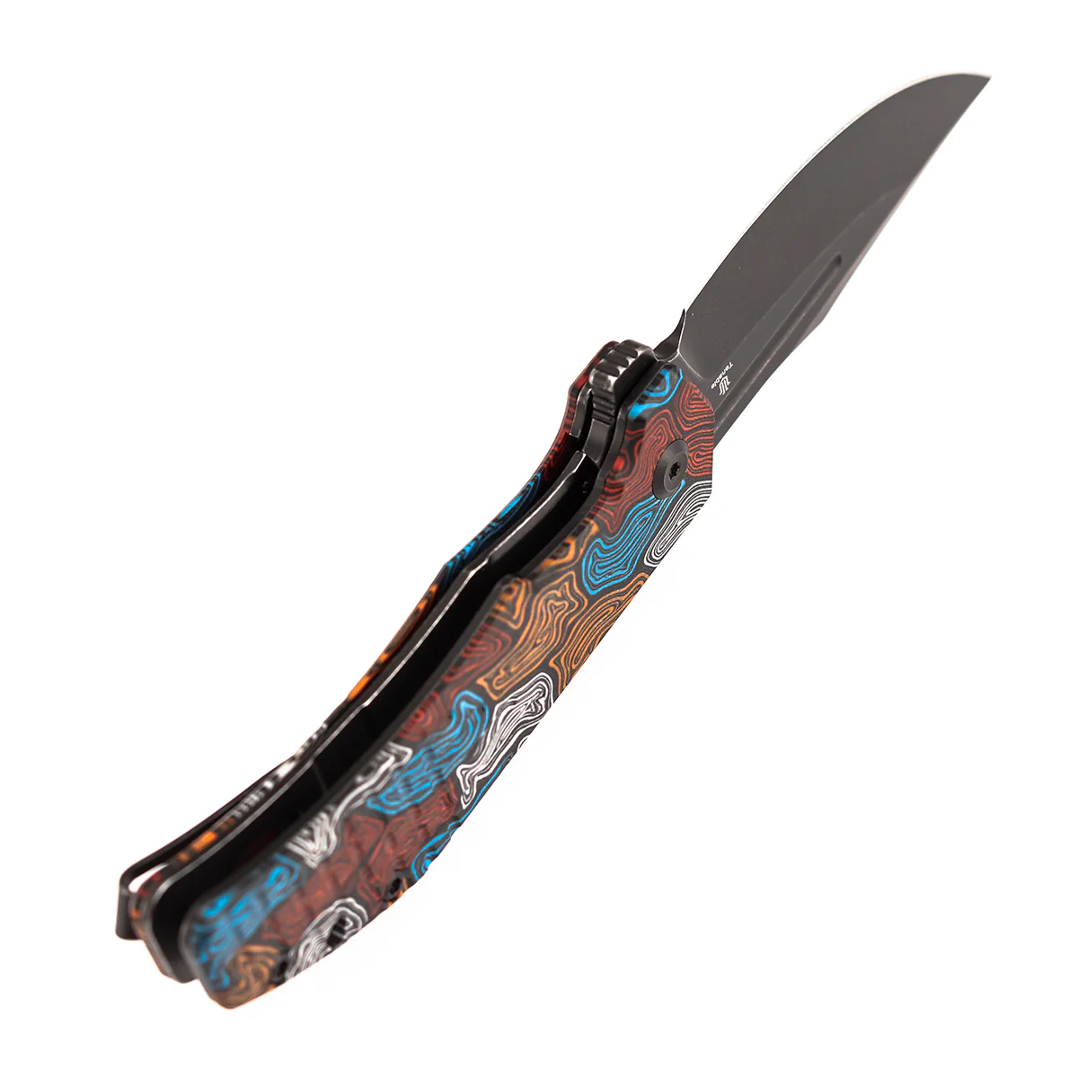 Tenable Orion Liner Lock | Multi-color Topo G-mascus Handle | Blackwashed 14C28N | JB Stout Design | B1089A7 - Image 8