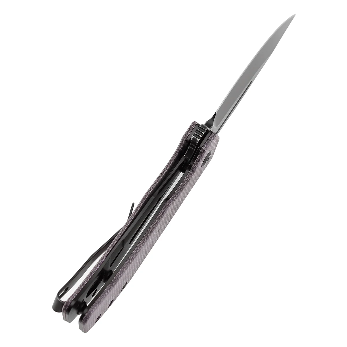 Tenable Orion Flipper Folding Knife | Purple Micarta Handle | 3.07" Blackwashed 14C28N | JB Stout Design | B1089A2 - Image 4