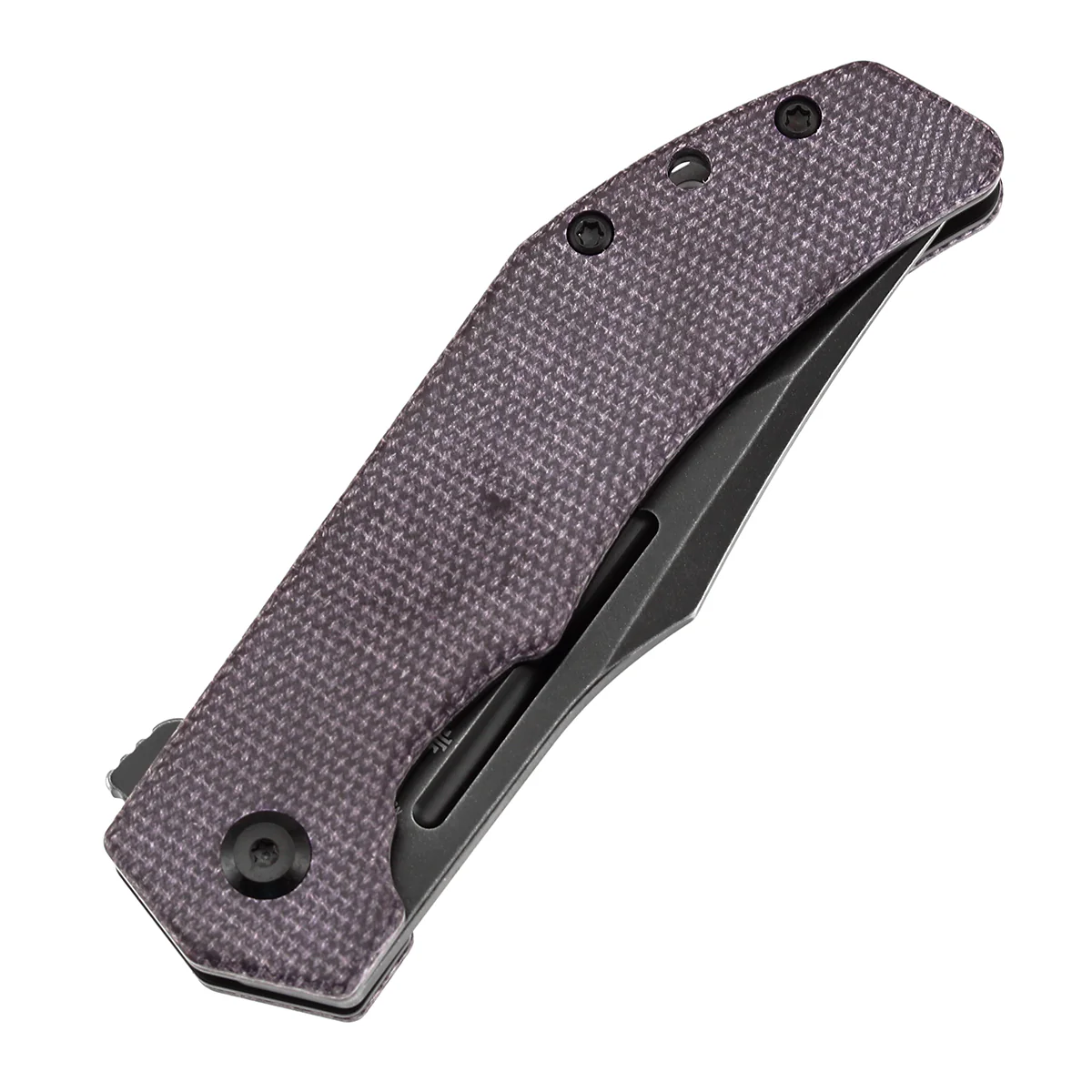 Tenable Orion Flipper Folding Knife | Purple Micarta Handle | 3.07" Blackwashed 14C28N | JB Stout Design | B1089A2 - Image 6