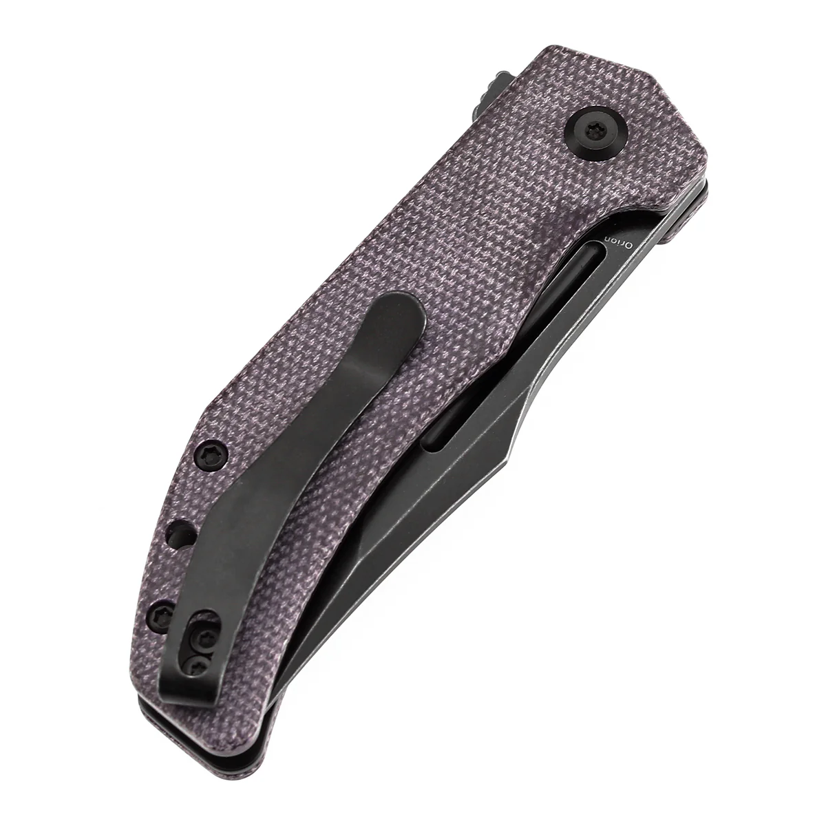 Tenable Orion Flipper Folding Knife | Purple Micarta Handle | 3.07" Blackwashed 14C28N | JB Stout Design | B1089A2 - Image 7