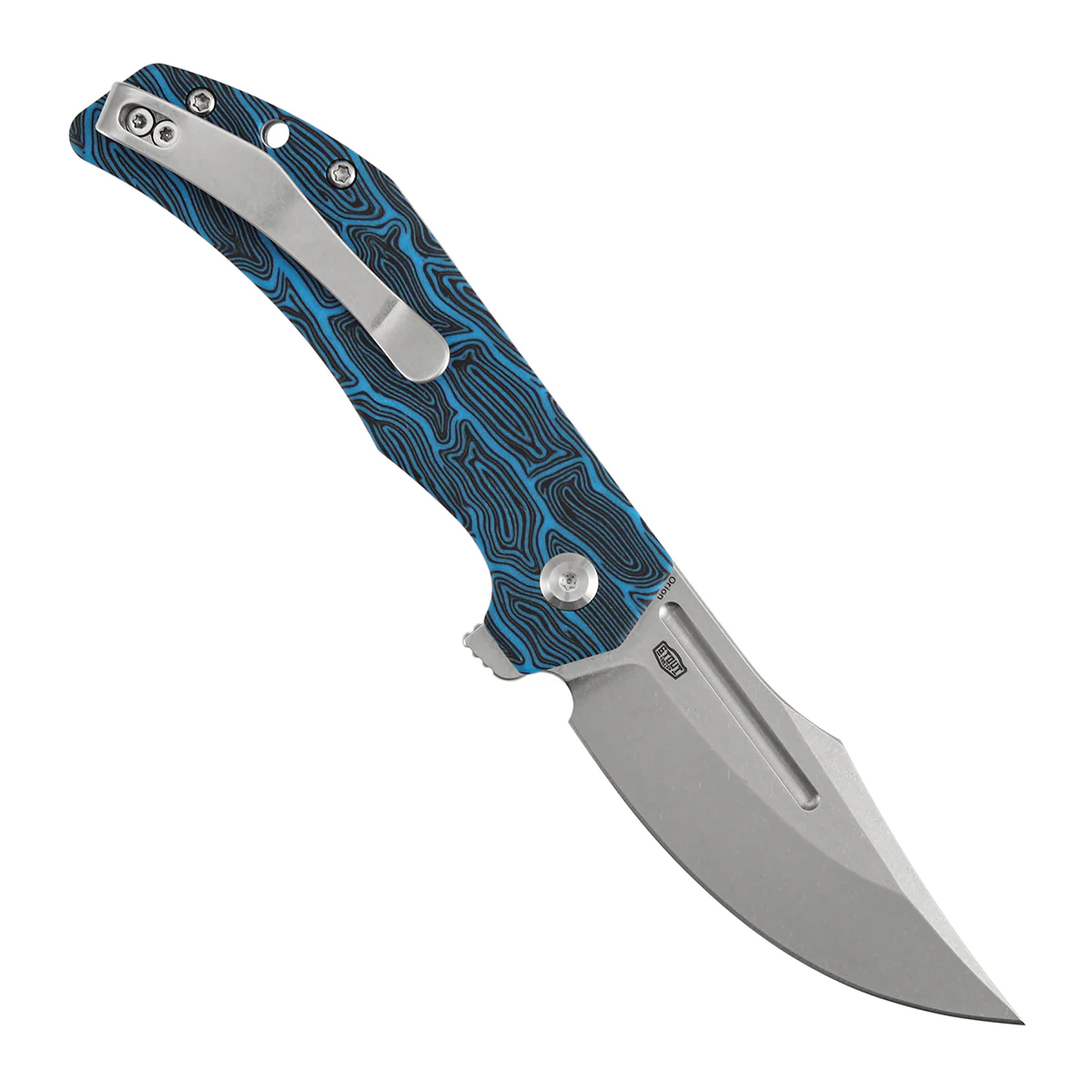 Tenable Orion Flipper Folding Knife | Blue Topo G-mascus Handle | Stonewashed 14C28N | JB Stout Design | B1089A1 - Image 3