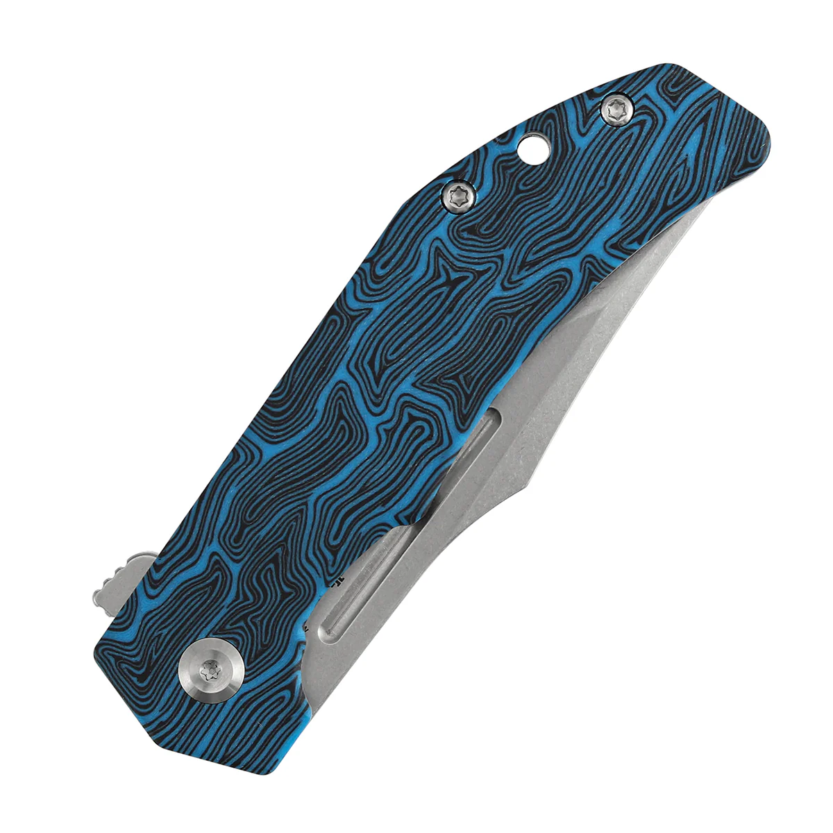 Tenable Orion Flipper Folding Knife | Blue Topo G-mascus Handle | Stonewashed 14C28N | JB Stout Design | B1089A1 - Image 4