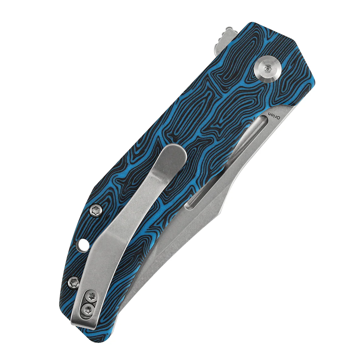 Tenable Orion Flipper Folding Knife | Blue Topo G-mascus Handle | Stonewashed 14C28N | JB Stout Design | B1089A1 - Image 5